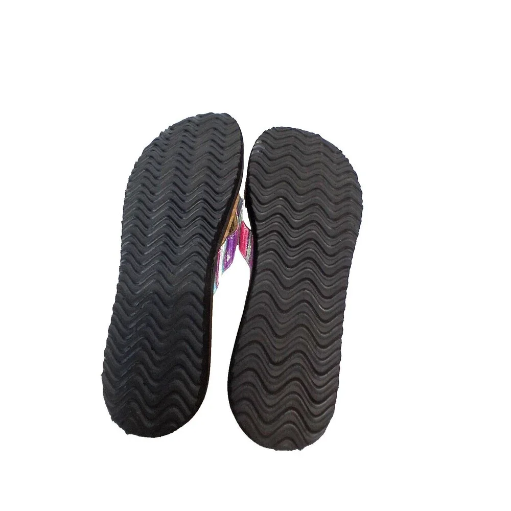 Easy Street Women's Stevie Comfort Multi-Color Metallic Stripes Flip Flops 7.5 W
